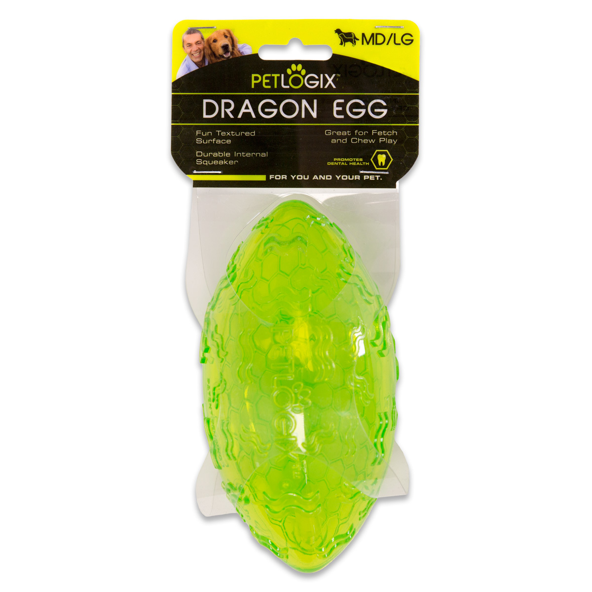 PetLogix Dragon Egg Dog Squeaker Toy Medium/Large (9cm x 16.5cm)