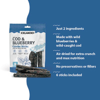 Icelandic Cod & Blueberry Combo Sticks - 6 Pack