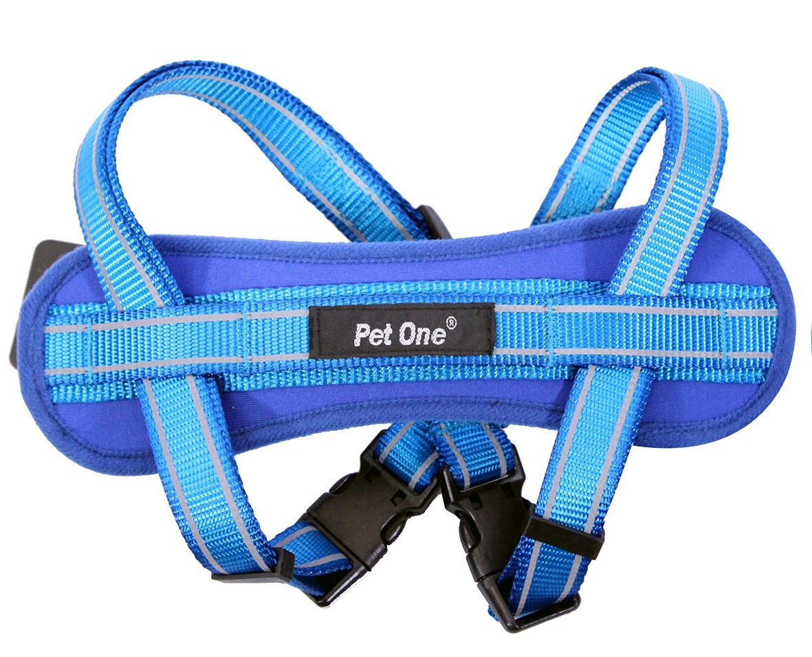 Pet One Reflective Padded Dog Harness 3760cm x 20mm Blue/Blue