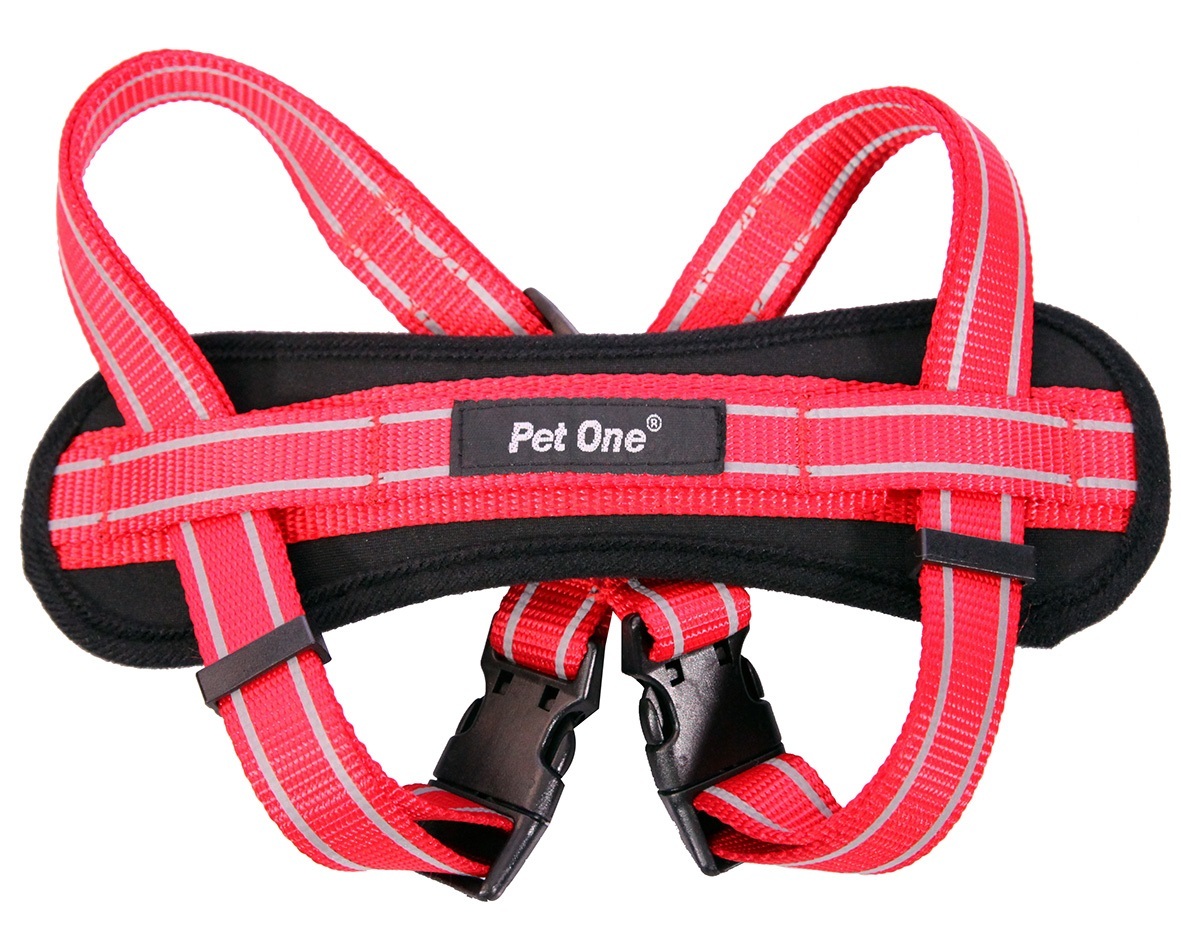 Pet One Reflective Padded Dog Harness 3760cm x 20mm Red/Black