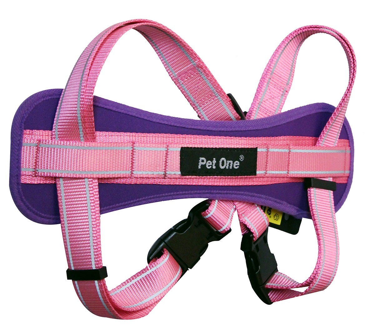 Pet One Reflective Padded Dog Harness 5084cm x 25mm Purple/Pink