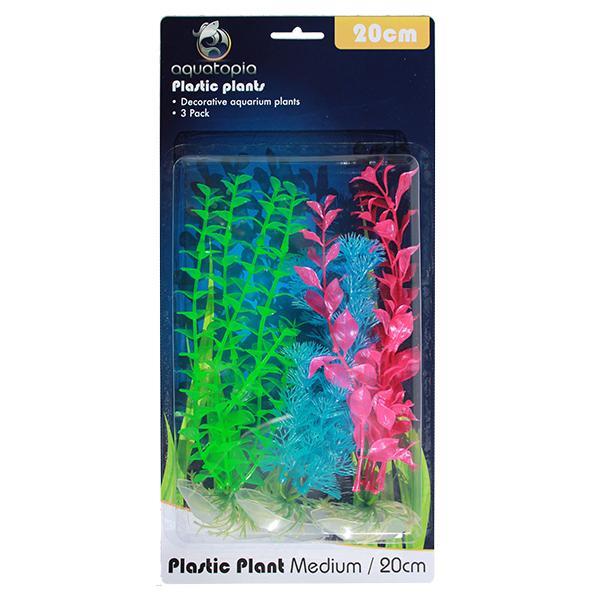 Neon Plastic Aquarium Plants 3 Pack 20cm Aquatopia