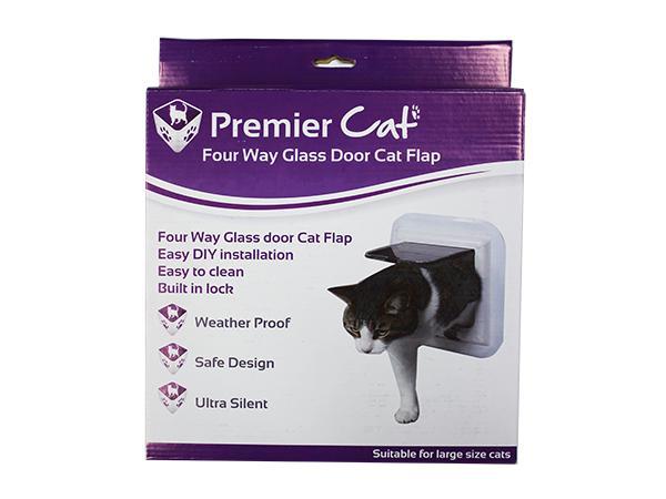Premier Pet Cat Door With Flap 4 Way Lock For Glass Security