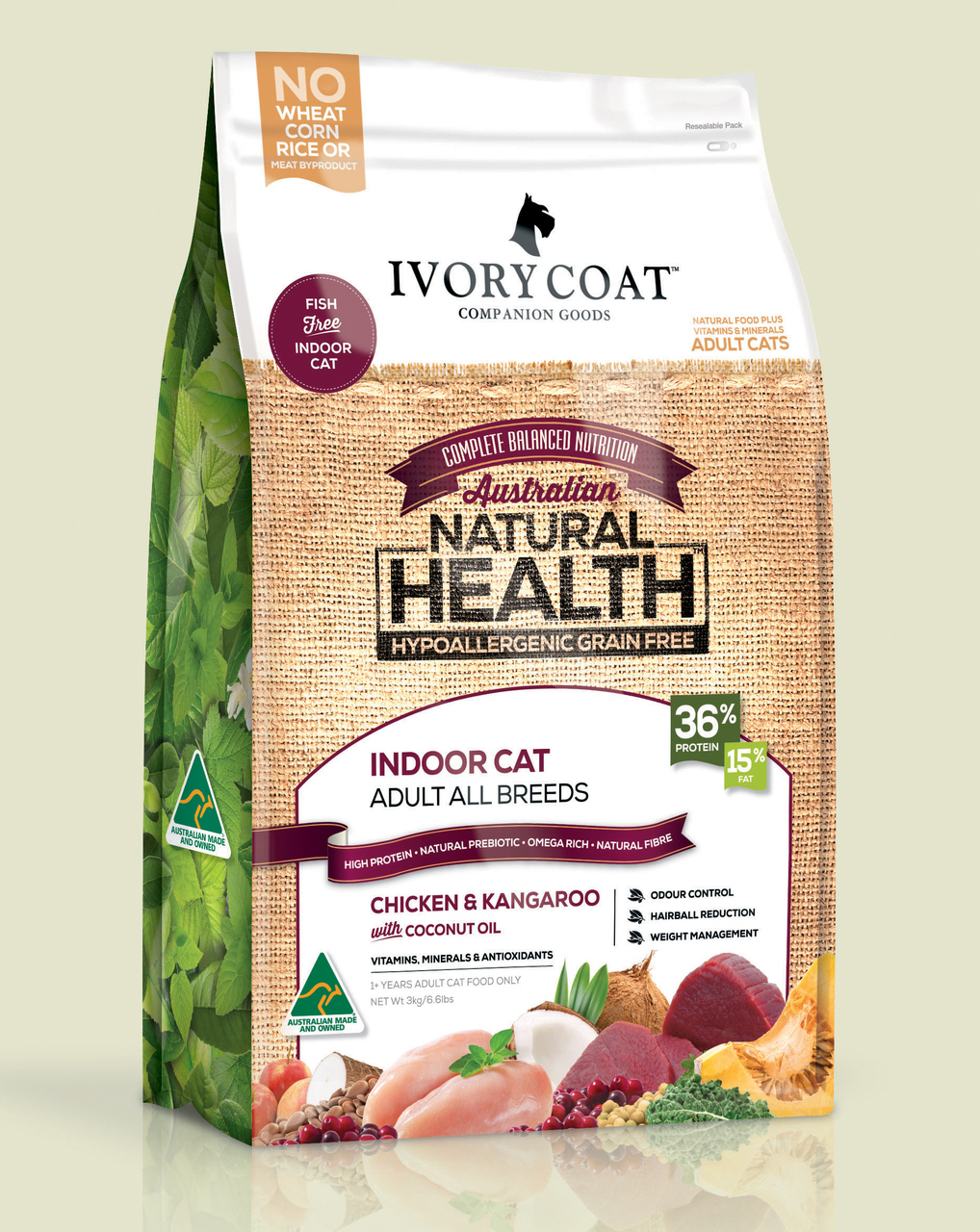 Ivory Coat Indoor Chicken & Kangaroo Cat Food Grain Free 3kg