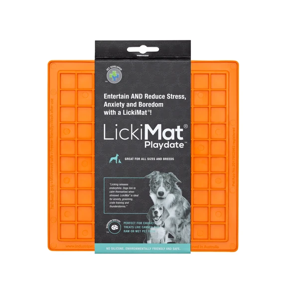 LickiMat Playdate Pet Feeding Mat 20cm x 20cm Orange
