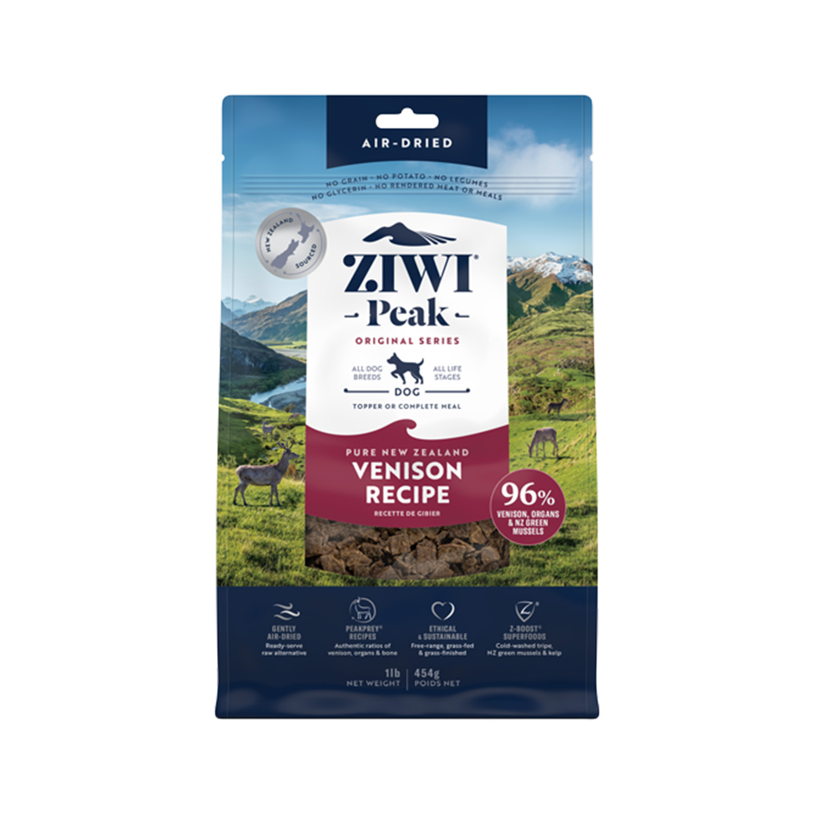 Ziwi Peak Air Dried Dog Food Venison 454g