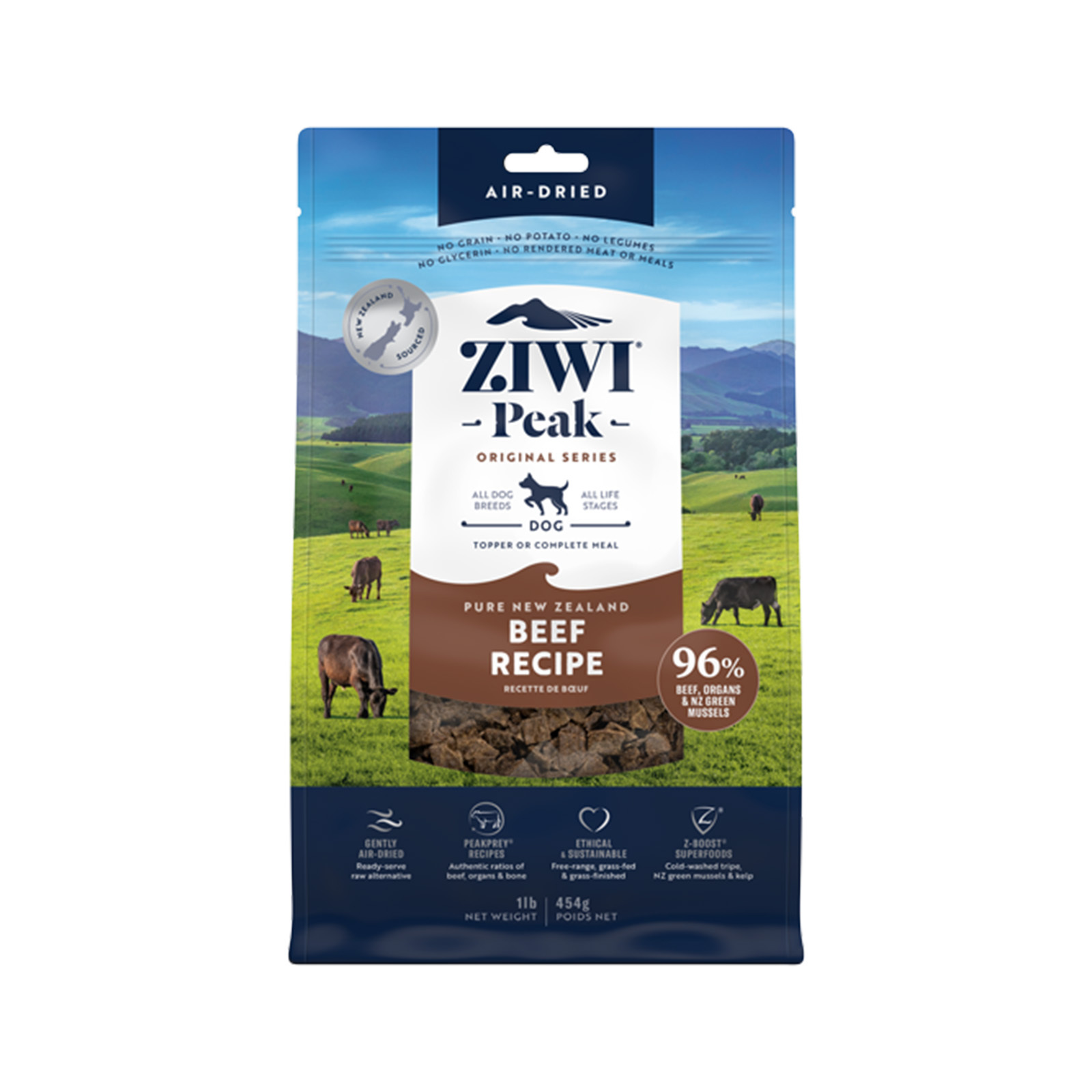 Ziwi Peak Air Dried Dog Food Beef 454g