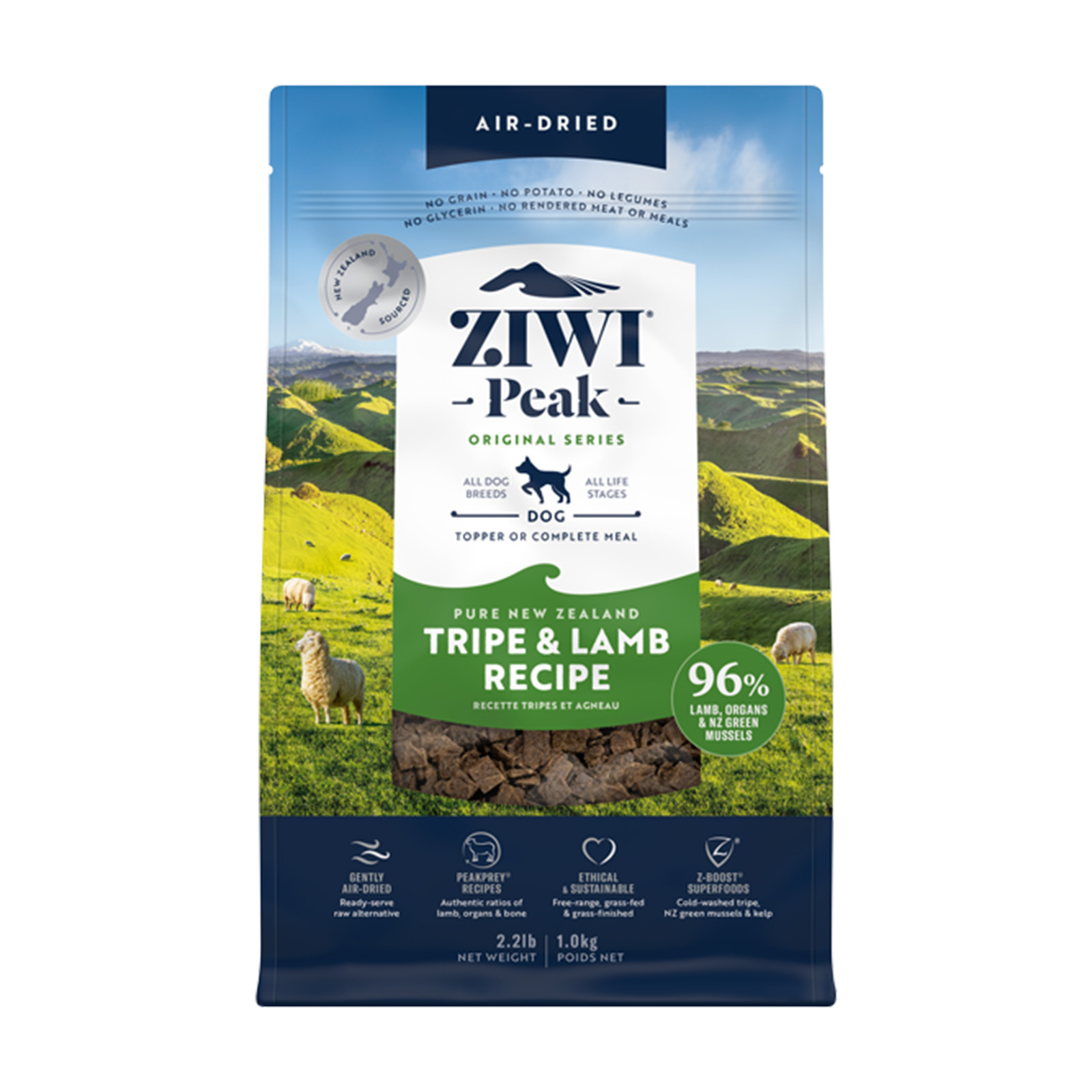 Ziwi Peak Air Dried Dog Food Tripe & Lamb 1kg