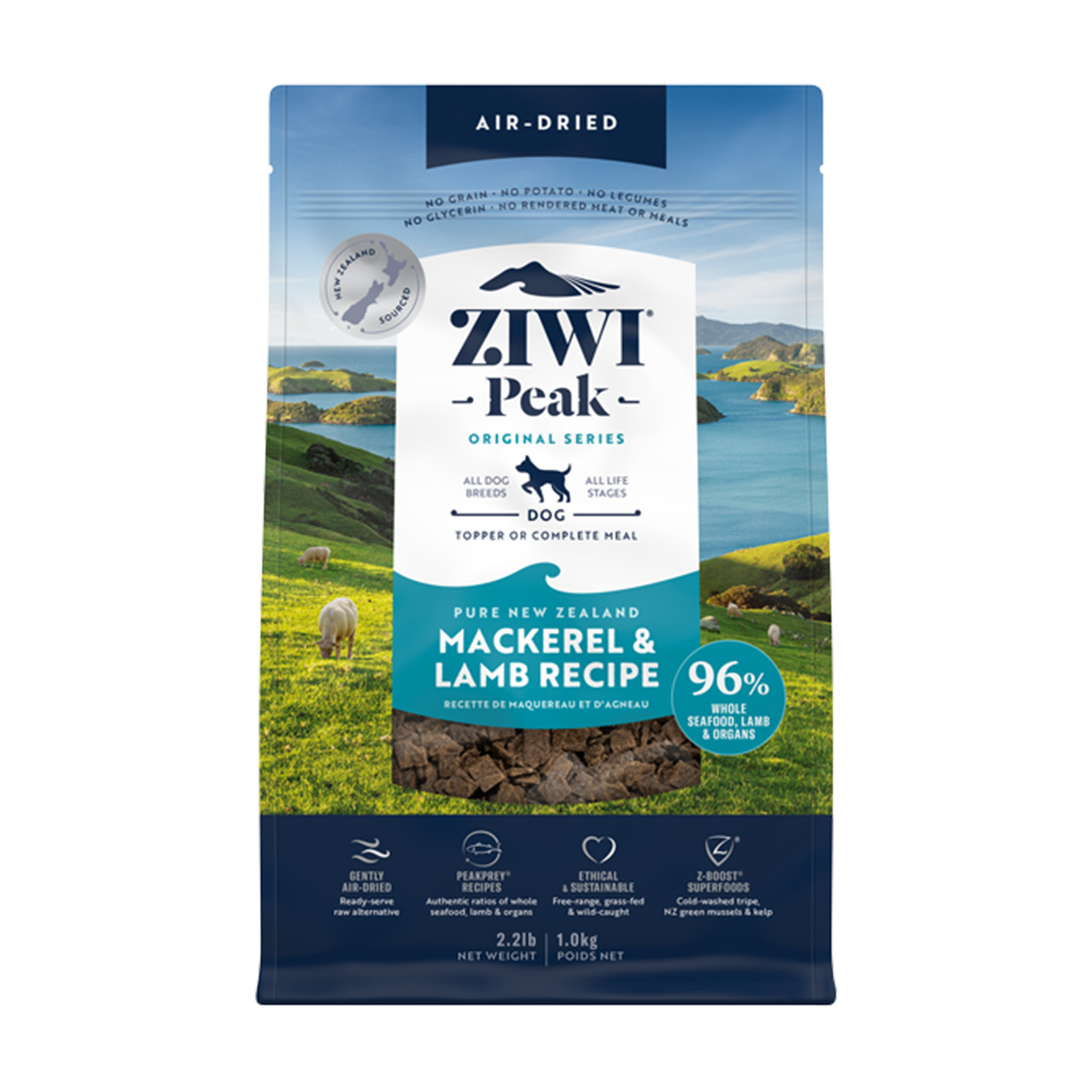 Ziwi Peak Air Dried Dog Food Mackerel & Lamb 1kg