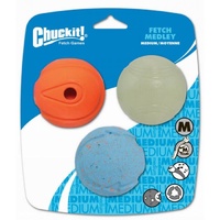 ChuckIt Fetch Medley Assorted Light Coloured Dog Balls - Medium (6cm) - 3 Pack