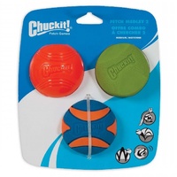 ChuckIt Fetch Medley Assorted Dark Coloured Dog Balls - Medium (6cm) - 3 Pack