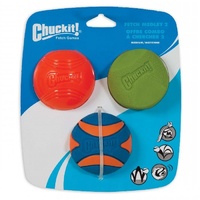 ChuckIt Fetch Medley Assorted Dark Coloured Dog Balls - Medium (6cm) - 3 Pack
