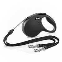 Flexi Retractable Dog Lead - DUO Classic Cord - Black - Medium (5 Meters)