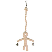 Natwood Sisal Man with 2 Bells for Birds - 41cm