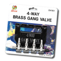 4-Way Brass Gang Aquarium Valve