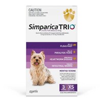 Simparica TRIO for X-Small Dogs 2.6-5kg - Purple - 3 Pack