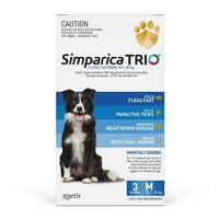Simparica TRIO for Medium Dogs 10.1-20kg - Blue - 3 Pack
