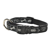 Rogz Beltz Fancy Dress Dog Collar - Black Bones - X-Large Armed Forces (25mm x 43-70cm)