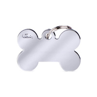 My Family Pet Tag Basic Bone - Chrome - Large (3.8cm x 2.5cm)