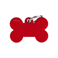 My Family Pet Tag Basic Bone - Red - Large (3.8cm x 2.5cm)