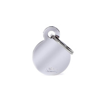 My Family Pet Tag Basic Circle - Chrome - Small (2.8cm x 2.1cm)
