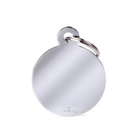 My Family Pet Tag Basic Circle - Chrome - Large (3.9cm x 3.1cm)