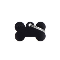 My Family Pet Tag Basic Bone - Black - Small (3cm x 1.8cm)