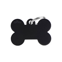 My Family Pet Tag Basic Bone - Black - Large (3.8cm x 2.5cm)