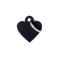 My Family Pet Tag Basic Heart - Black - Small (2.5cm x 2.7cm)