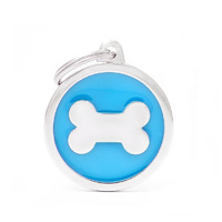My Family Pet Tag Classic Bone - Light Blue - Large (3.9cm x 3.1cm)
