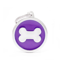 My Family Pet Tag Classic Bone - Purple - Large (3.8cm x 2.5cm)