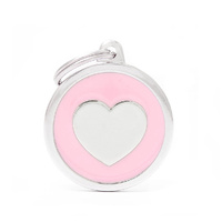 My Family Pet Tag Classic Heart - Pink - Large (3.9cm x 3.1cm)