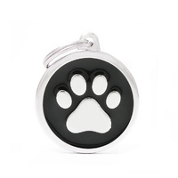 My Family Pet Tag Classic Paw - Black - Large (3.9cm x 3.1cm)