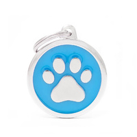 My Family Pet Tag Classic Paw - Light Blue - Large (3.9cm x 3.1cm)