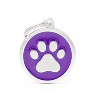 My Family Pet Tag Classic Paw - Purple - Large (3.9cm x 3.1cm)