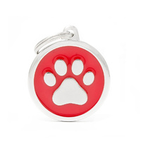 My Family Pet Tag Classic Paw - Red - Large (3.9cm x 3.1cm)