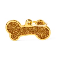 My Family Pet Tag Shine Bone - Big - Gold (2cm x 4cm)