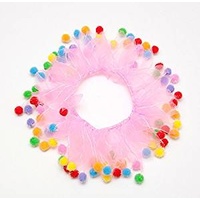 Party Collar Birthday Pink with Pom Poms - X-Large (40cm)