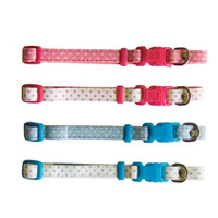 Beau Pets Puppy Spot Collar Adjustable - 30cm - Pink on White