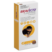 Bravecto for X-Small Dogs 2-4.5 kg - Yellow - 1 TABLET (3 months)