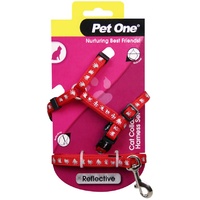 Pet One Reflective Cat Harness & Lead Set - Red