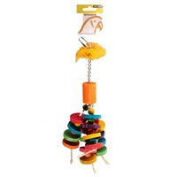 Avi One Parrot Toy Loofah Discs with Wood - 18x30cm