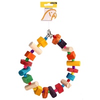 Avi One Wooden Ring with Acrylic Beads Parrot Toy - 24cm x 27cm