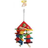 Avi One Parrot Toy Wicker Balls with Wooden Triangle Top - 20x44cm