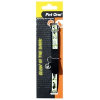 Pet One Nylon Glow In The Dark Cat Collar - 15-22.5cm x 10mm - Black