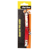 Pet One Nylon Glow In The Dark Cat Collar - 15-22.5cm x 12mm - Red