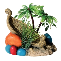 Aqua One Hermit Crab Ship Wreck with Palm Tree - 11x9.5x9.5cm