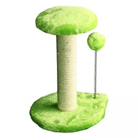 Pet One Cat Scratching Tree Post With Platform & Spring Ball - 20x20x29cm (green)