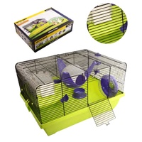 Pet One Critter Manor Mouse Wire Cage - 40.5L X 36W X 27cm H - Purple/Green