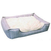 Pet One Rectangular Dog Bed - Squares Cloud Grey - Medium (65x55x17.5cm)